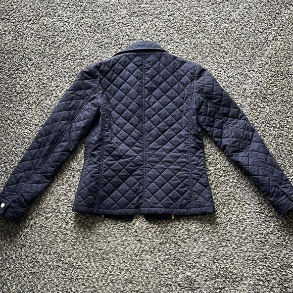 Ralph Lauren Black Label Jacket Womens Small Navy Blue Diamond Quilted Preppy - Picture 4 of 8